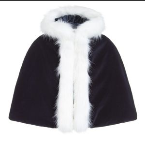 Girls Navy Blue Velvet Cape